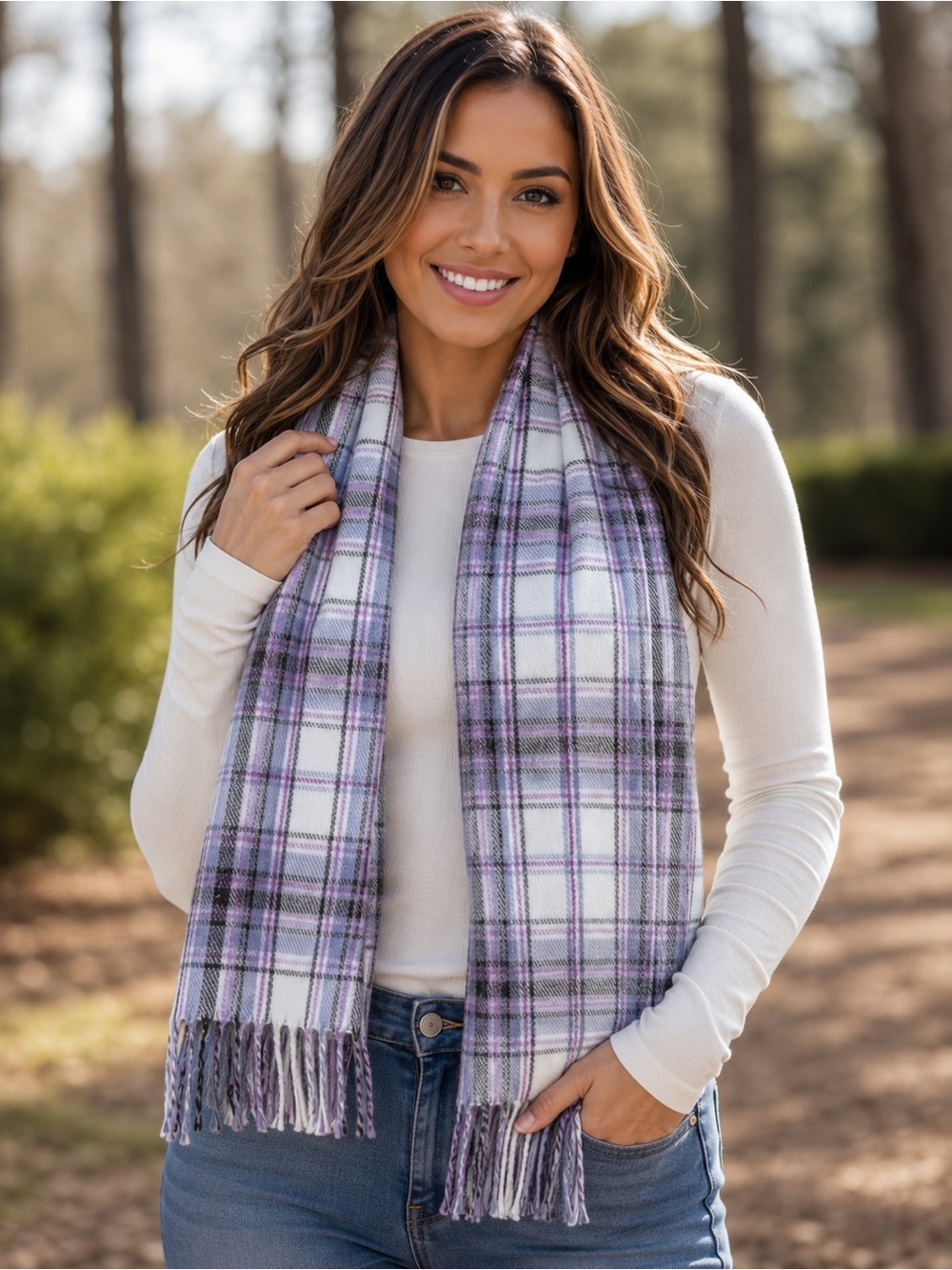 James Pringle Weavers Tartan Plaid Fringed Winter Scarf - Made in Scotland